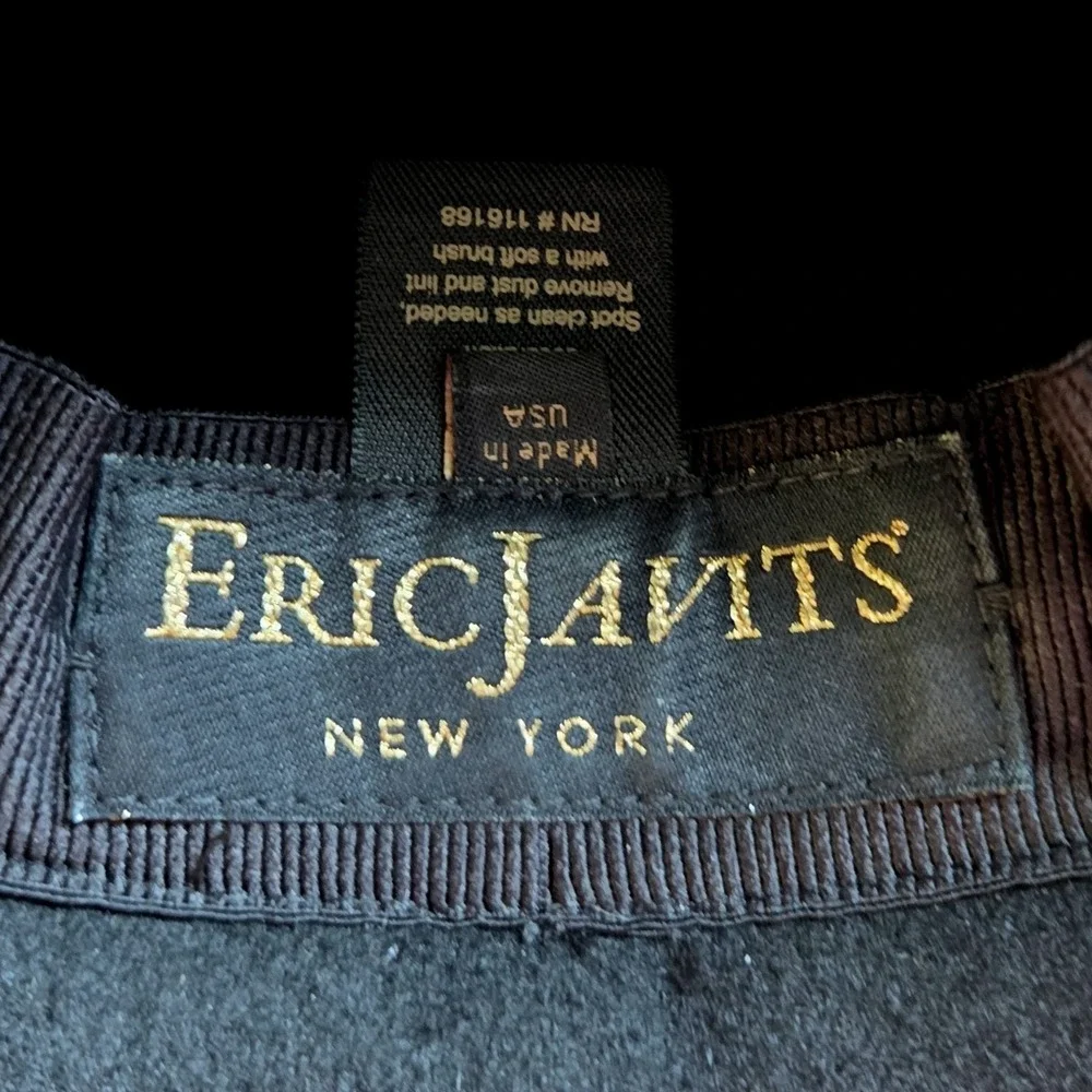Eric Javits L'Avenue Fedora Large Black Wool Felt Wide Brim Hat - Picture 5 of 11